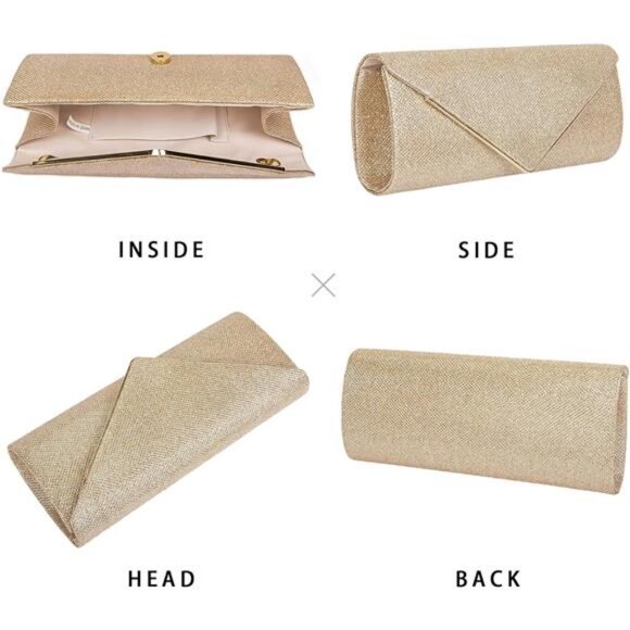 Larcenciel Clutch Purses for Women, Sparkling Envelope Evening Bag with - Picture 5 of 7